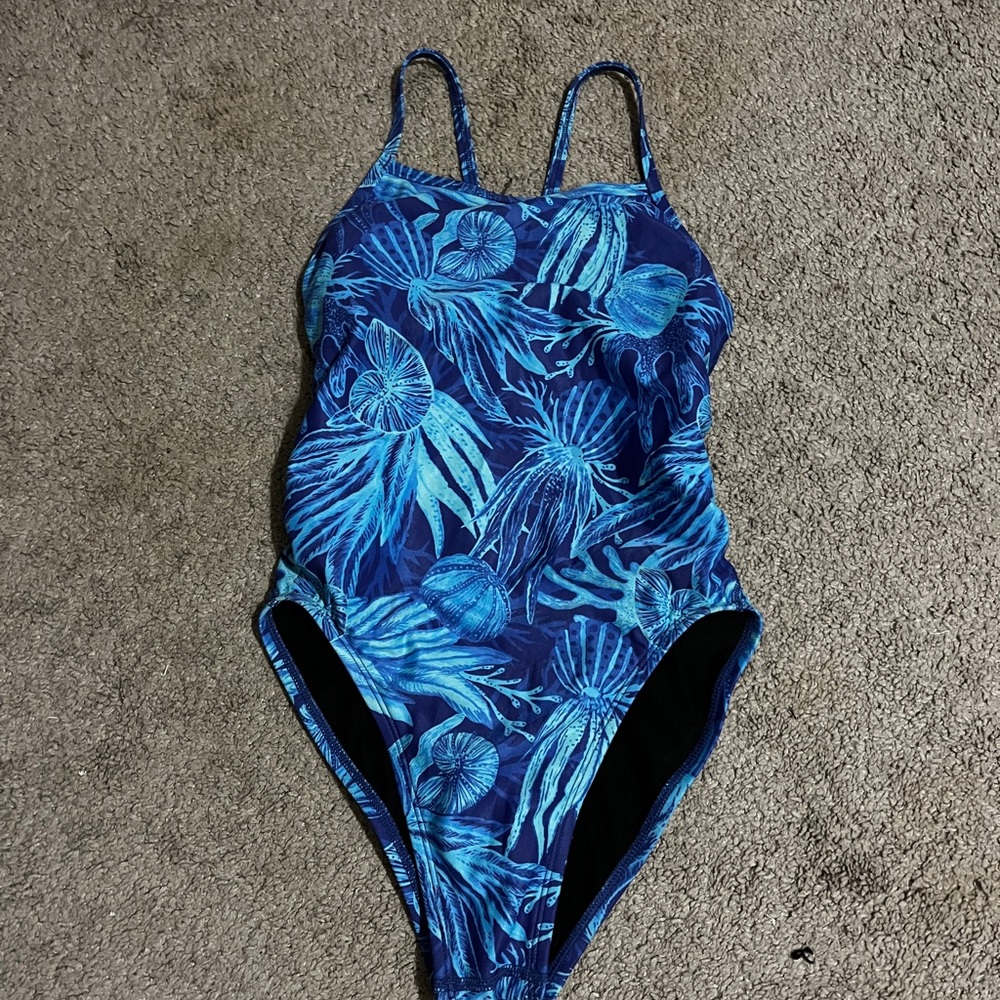 Jolyn Clothing Blue Tropical Print One-Piece Swimsuit